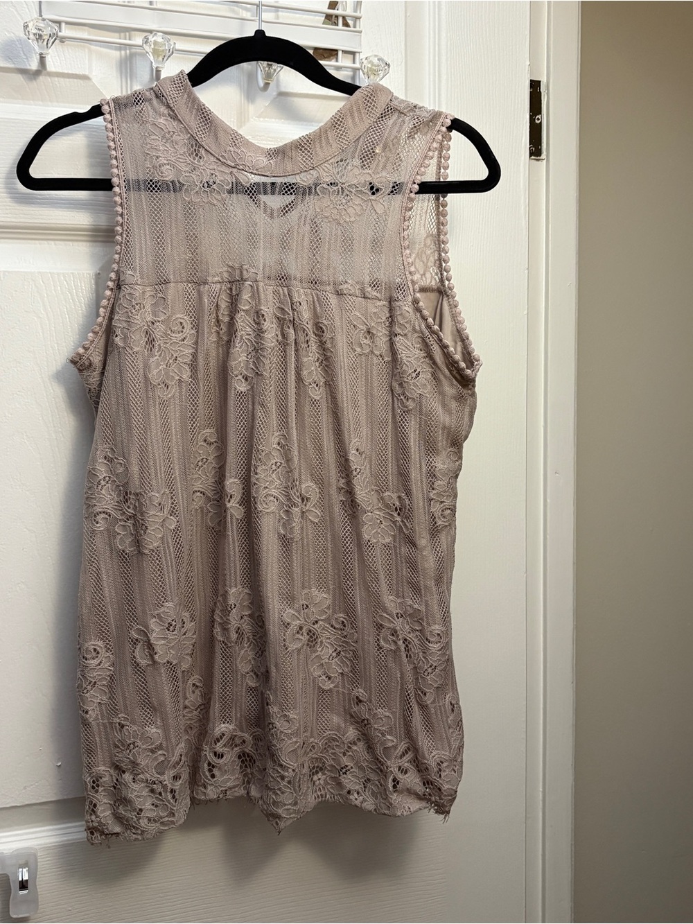 Gray Sleeveless Lace Overlay blouse fairy boho festival country chic feminine